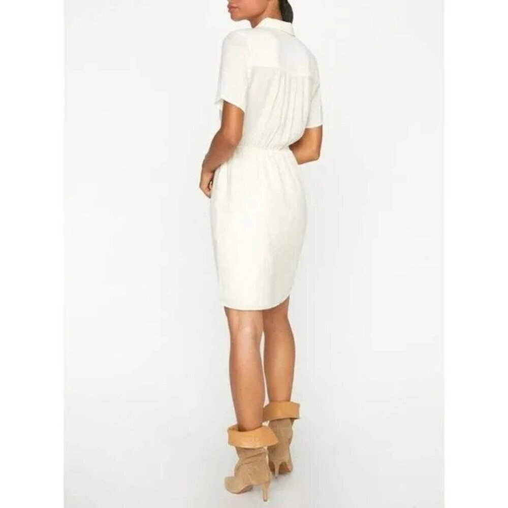 Brochu Walker Goyad Mini Dress Cream Textured Tie Front XS - Picture 4 of 10